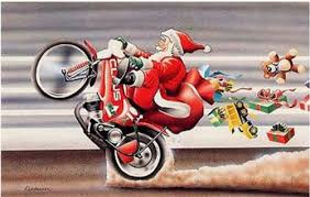 jultomte på speedwaycykel