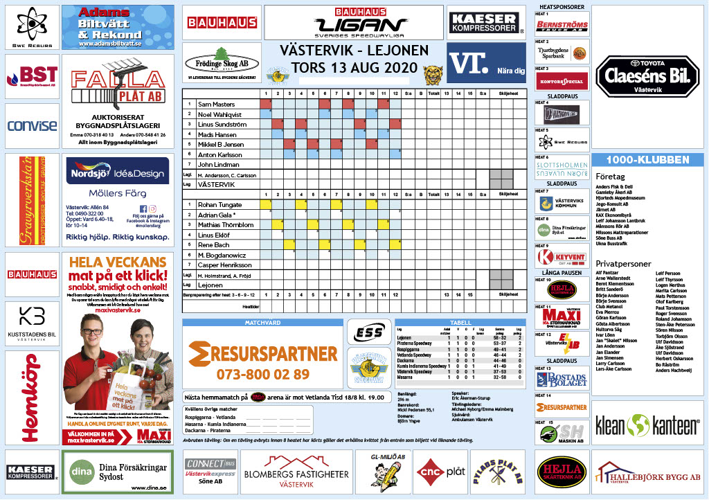 VÄSTERVIK-LEJONEN 13 AUG 2020 program1024_2framsida